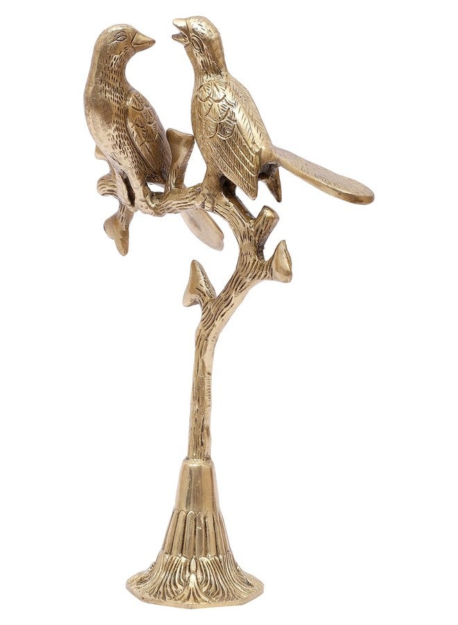 Two Moustaches Brass Love Birds on Tree Showpiece, Showpiece for Home Decor, Brass Artifacts for Home Decor, Antique White, Pack of 1 - Image 1